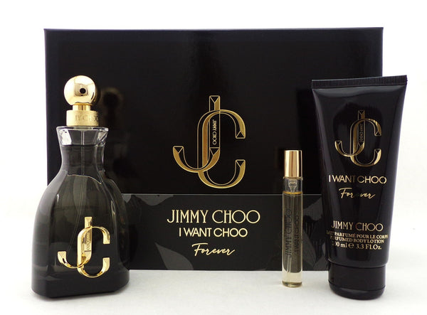 Jimmy Choo I Want Choo FOREVER Set: 3.3 oz & 0.25 oz EDP+3.3 oz B/Lotion SET